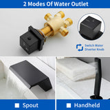 Waterfall Bathtub Faucet, Five Hole Deck Mounted Roman Bath Tub Faucet Mixer with Hand Shower