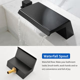 Waterfall Bathtub Faucet, Five Hole Deck Mounted Roman Bath Tub Faucet Mixer with Hand Shower