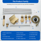 Waterfall Bathtub Faucet, Five Hole Deck Mounted Roman Bath Tub Faucet Mixer with Hand Shower