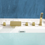 Waterfall Bathtub Faucet, Five Hole Deck Mounted Roman Bath Tub Faucet Mixer with Hand Shower