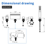 Waterfall Bathtub Faucet, Five Hole Deck Mounted Roman Bath Tub Faucet Mixer with Hand Shower