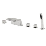 Waterfall Bathtub Faucet, Five Hole Deck Mounted Roman Bath Tub Faucet Mixer with Hand Shower