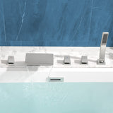 Waterfall Bathtub Faucet, Five Hole Deck Mounted Roman Bath Tub Faucet Mixer with Hand Shower
