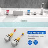 Waterfall Bathtub Faucet, Five Hole Deck Mounted Roman Bath Tub Faucet Mixer with Hand Shower