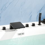 3-Handle Widespread Bath Tub Mixer Deck Mouted 5-Piece Roman Waterfall Tub Filler with Pull-Out Handheld Shower