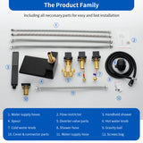 Waterfall tub filler Deck Mount square 5 Hole Bathtub Faucets Set with sprayer and 4.7inch waterfall spout