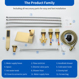 Waterfall tub filler Deck Mount square 5 Hole Bathtub Faucets Set with sprayer and 4.7inch waterfall spout