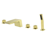 Waterfall tub filler Deck Mount square 5 Hole Bathtub Faucets Set with sprayer and 4.7inch waterfall spout