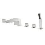 Waterfall tub filler Deck Mount square 5 Hole Bathtub Faucets Set with sprayer and 4.7inch waterfall spout