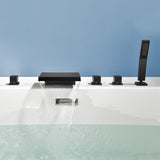 High Flow Roman Tub Faucet 5 Hole Deck Mounted Waterfall Bath Shower Mixer Tap in Matte Black, Brushed Nickel, Brushed Gold