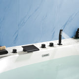 High Flow Roman Tub Faucet 5 Hole Deck Mounted Waterfall Bath Shower Mixer Tap in Matte Black, Brushed Nickel, Brushed Gold