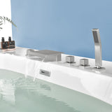 High Flow Roman Tub Faucet 5 Hole Deck Mounted Waterfall Bath Shower Mixer Tap in Matte Black, Brushed Nickel, Brushed Gold