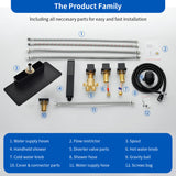 Deck Mounted Roman Bath Filler 5-Hole 2-Handle tub faucet trim with High Pressure Hand Shower and SUS304 Bath Tub Spout
