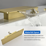 Deck Mounted Roman Bath Filler 5-Hole 2-Handle tub faucet trim with High Pressure Hand Shower and SUS304 Bath Tub Spout