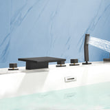 Deck Mounted Bath Filler Widespread Five-Piece Bathtub Faucet with Pull-Out Handheld Shower