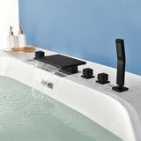 Deck Mounted Bath Filler Widespread Five-Piece Bathtub Faucet with Pull-Out Handheld Shower