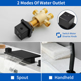 Deck Mounted Bath Filler Widespread Five-Piece Bathtub Faucet with Pull-Out Handheld Shower