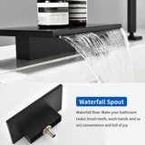 Deck Mounted Bath Filler Widespread Five-Piece Bathtub Faucet with Pull-Out Handheld Shower