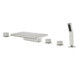 Deck Mounted Bath Filler Widespread Five-Piece Bathtub Faucet with Pull-Out Handheld Shower
