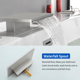 Deck Mounted Bath Filler Widespread Five-Piece Bathtub Faucet with Pull-Out Handheld Shower