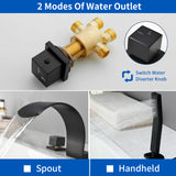 5-Hole Bathtub Mixer Deck Mounted Roman Bath Tub Filler with Hand-Held Shower Sprayer and Waterfall Spout