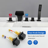 5-Hole Bathtub Mixer Deck Mounted Roman Bath Tub Filler with Hand-Held Shower Sprayer and Waterfall Spout