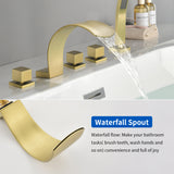 5-Hole Bathtub Mixer Deck Mounted Roman Bath Tub Filler with Hand-Held Shower Sprayer and Waterfall Spout