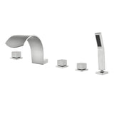 5-Hole Bathtub Mixer Deck Mounted Roman Bath Tub Filler with Hand-Held Shower Sprayer and Waterfall Spout