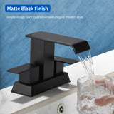 Waterfall Centerset Bathroom Sink Faucet 4 Inch 2 Handle Hot Cold Mixer Basin Faucet with Pop-Up Drain Stopper and Supply Lines