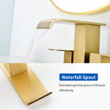 Waterfall Centerset Bathroom Sink Faucet 4 Inch 2 Handle Hot Cold Mixer Basin Faucet with Pop-Up Drain Stopper and Supply Lines