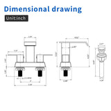 Waterfall Centerset Bathroom Sink Faucet 4 Inch 2 Handle Hot Cold Mixer Basin Faucet with Pop-Up Drain Stopper and Supply Lines