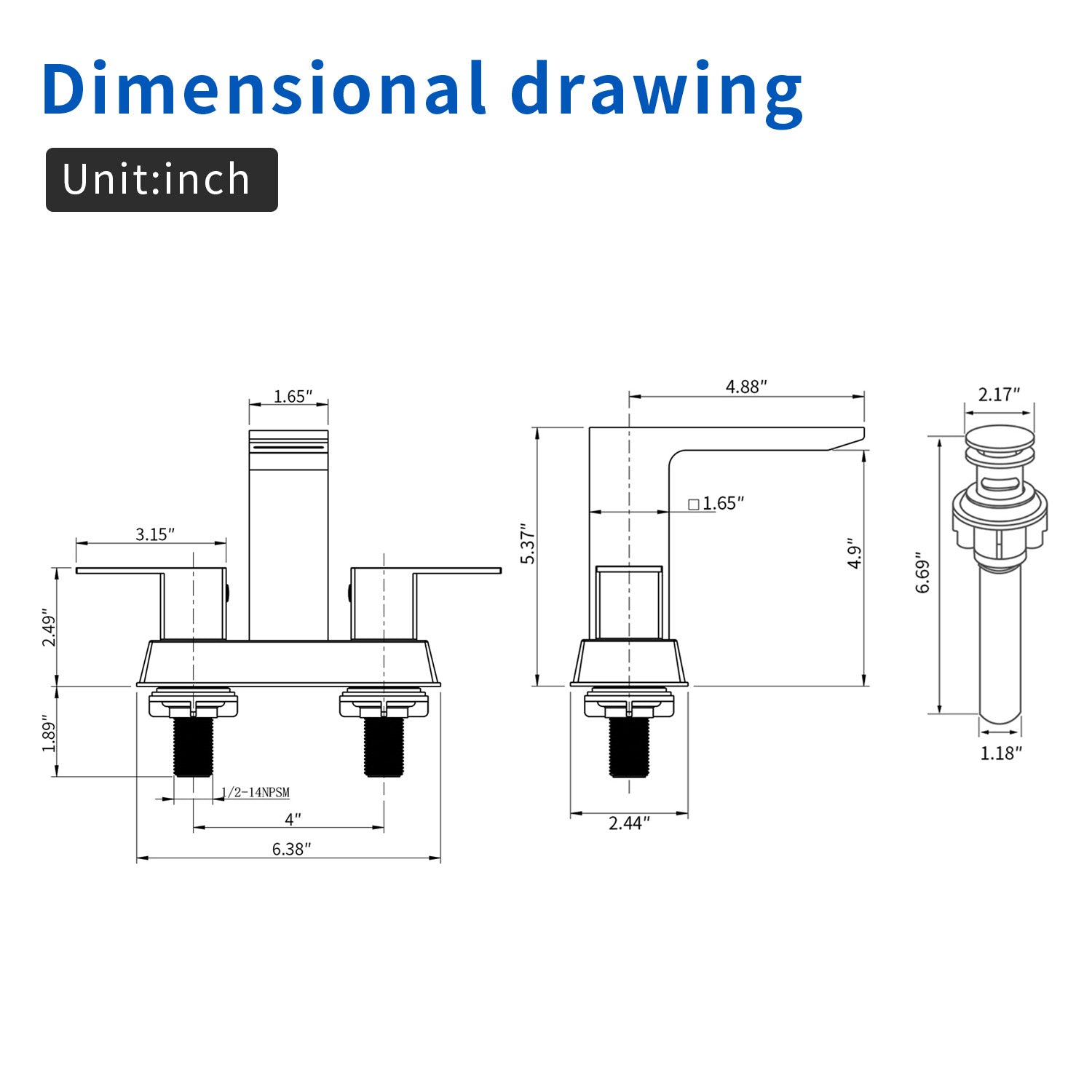 Centerset Bathroom Sink Faucet 1.2 GPM, Waterfall 4 Inch Bathroom Vanity Faucet for Basin with Pop-Up Drain and Hose