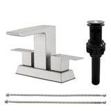 Centerset Bathroom Sink Faucet 1.2 GPM, Waterfall 4 Inch Bathroom Vanity Faucet for Basin with Pop-Up Drain and Hose