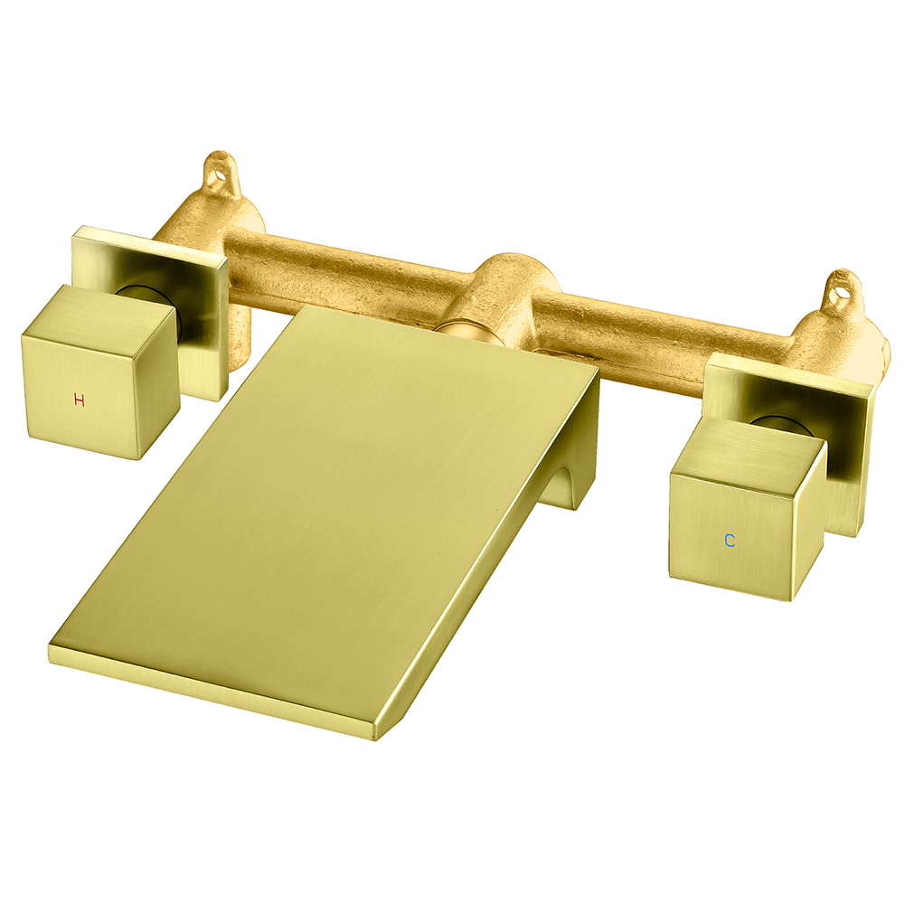 Waterfall Faucet Wall Mount,2 Handles Bathroom Waterfall Tub Faucet, Wall Mount Bathtub Filler