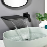 Wide Waterfall Faucet for Vessel Sinks Stainless Steel Single Lever Two Hole Wall Mounted Bathroom Faucet with Brass Connector