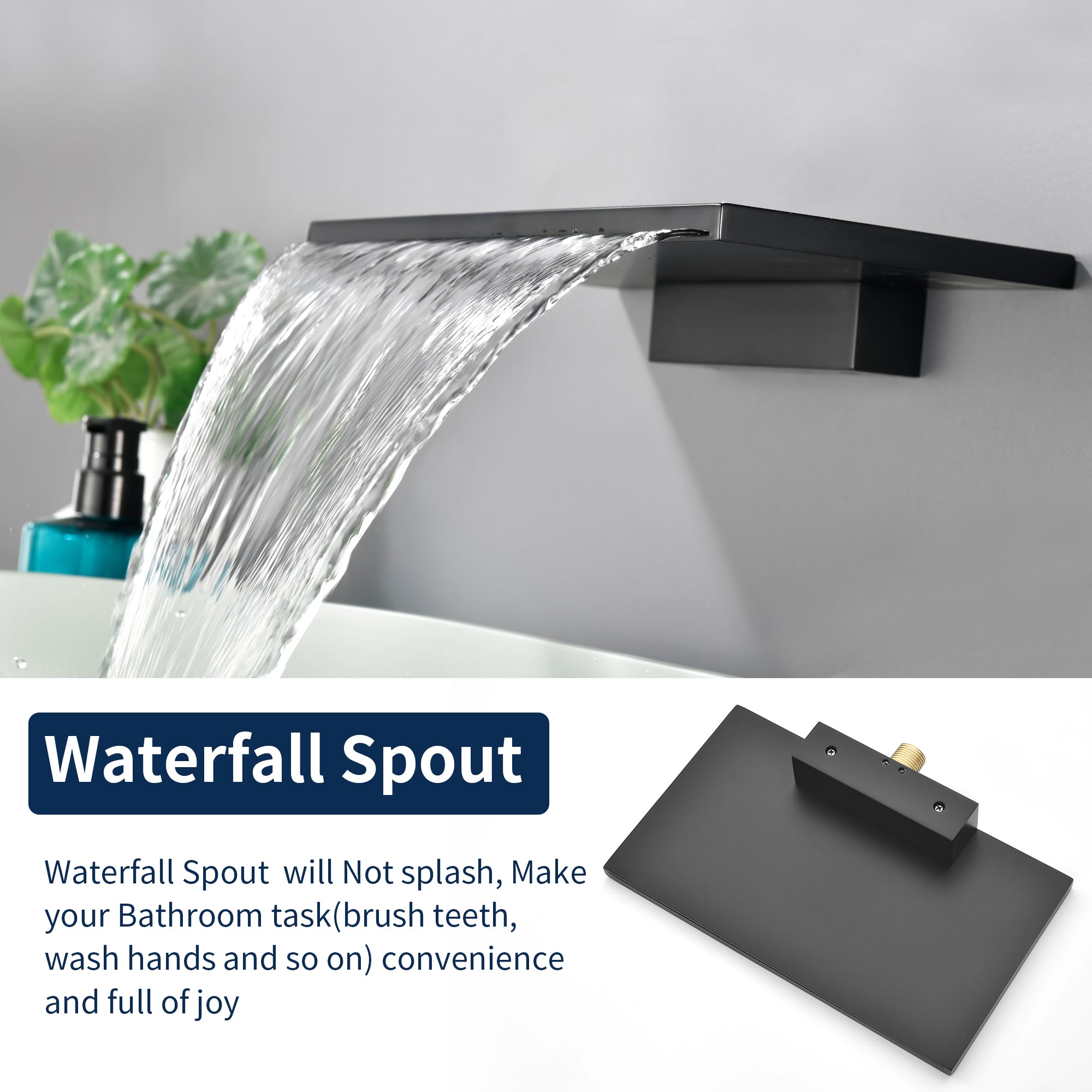 Wide Waterfall Faucet for Vessel Sinks Stainless Steel Single Lever Two Hole Wall Mounted Bathroom Faucet with Brass Connector