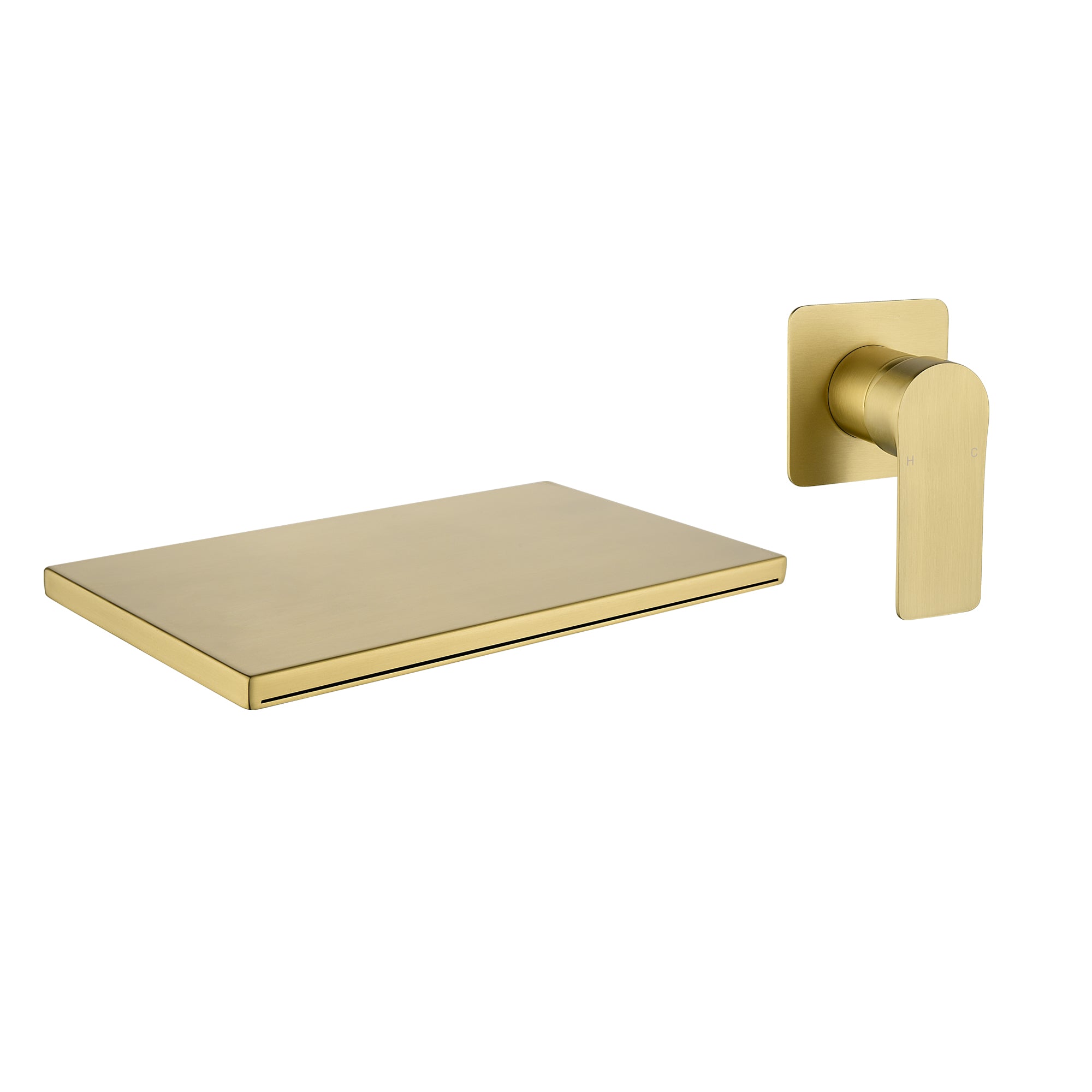 Wide Waterfall Faucet for Vessel Sinks Stainless Steel Single Lever Two Hole Wall Mounted Bathroom Faucet with Brass Connector