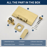Wide Waterfall Faucet for Vessel Sinks Stainless Steel Single Lever Two Hole Wall Mounted Bathroom Faucet with Brass Connector