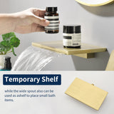 Wide Waterfall Faucet for Vessel Sinks Stainless Steel Single Lever Two Hole Wall Mounted Bathroom Faucet with Brass Connector