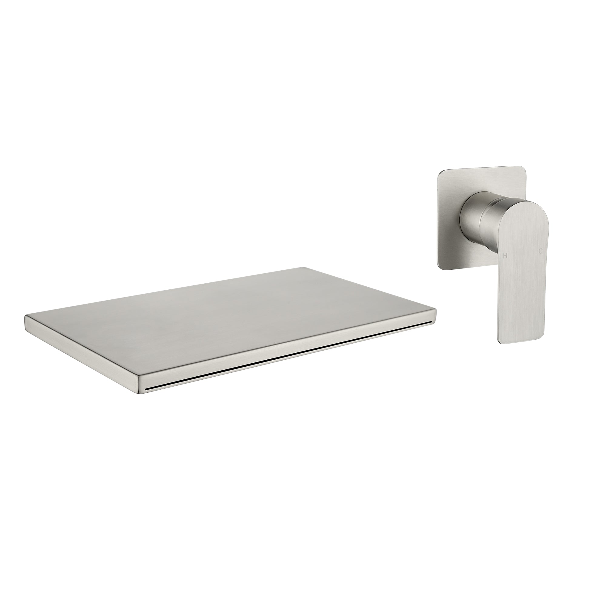 Wide Waterfall Faucet for Vessel Sinks Stainless Steel Single Lever Two Hole Wall Mounted Bathroom Faucet with Brass Connector