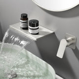 Wide Waterfall Faucet for Vessel Sinks Stainless Steel Single Lever Two Hole Wall Mounted Bathroom Faucet with Brass Connector