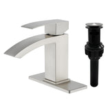 Waterfall Single Hole Bathroom Faucets with Pop-Up Drain Deck Mount Single-Handle Basin Mixer Faucet, 1.2GPM - Brushed Gold, Brushed Nickel, Matte Black