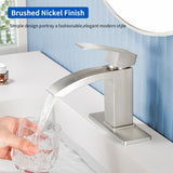 Waterfall Single Hole Bathroom Faucets with Pop-Up Drain Deck Mount Single-Handle Basin Mixer Faucet, 1.2GPM - Brushed Gold, Brushed Nickel, Matte Black