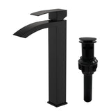 Waterfall Tall Bathroom Faucet Stainless Steel Single Handle Single Hole Vessel Sink Faucet with Drain Pop Up