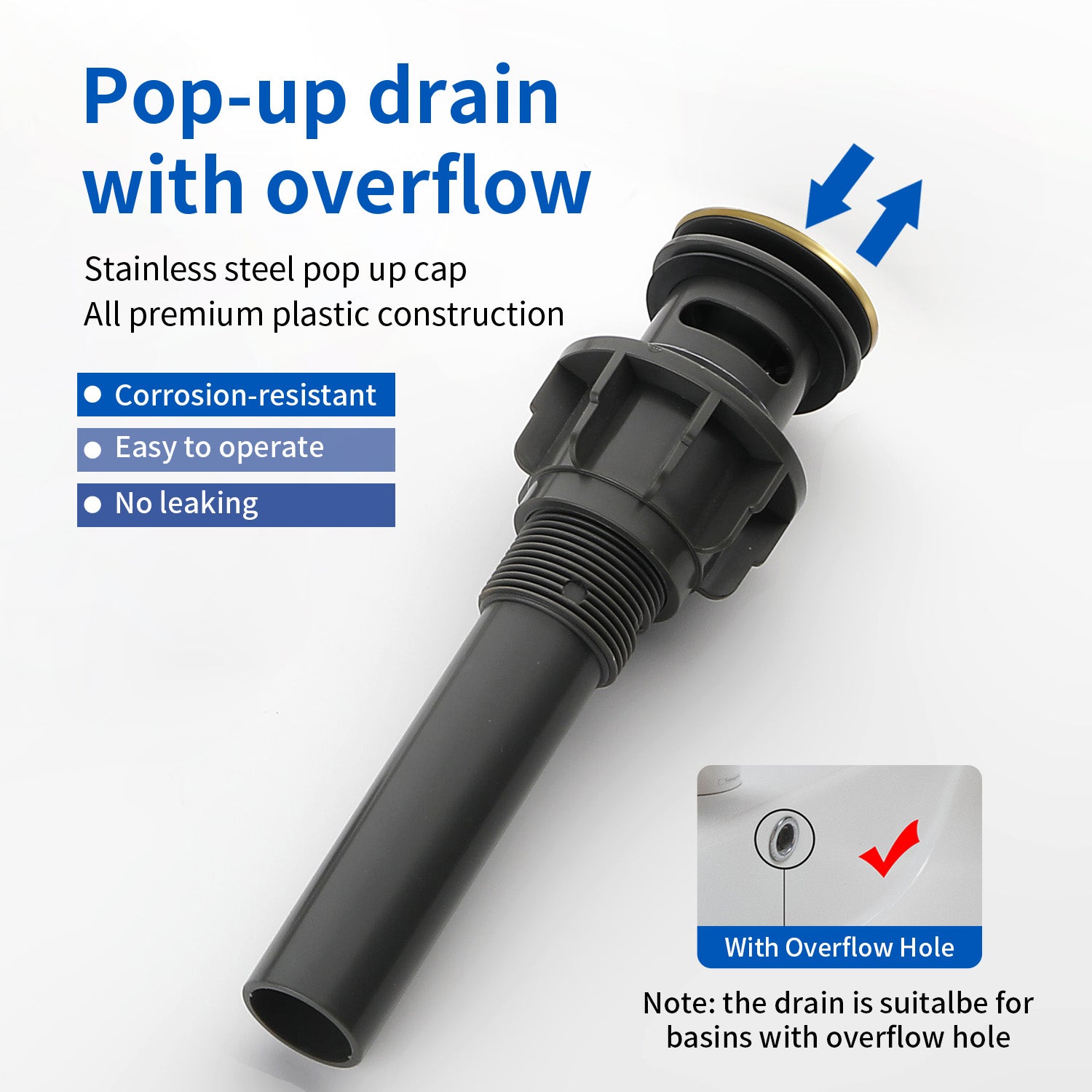 Waterfall Tall Bathroom Faucet Stainless Steel Single Handle Single Hole Vessel Sink Faucet with Drain Pop Up