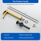 Waterfall Tall Bathroom Faucet Stainless Steel Single Handle Single Hole Vessel Sink Faucet with Drain Pop Up