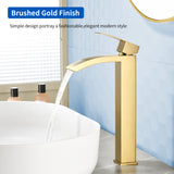 Waterfall Tall Bathroom Faucet Stainless Steel Single Handle Single Hole Vessel Sink Faucet with Drain Pop Up