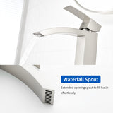 Waterfall Tall Bathroom Faucet Stainless Steel Single Handle Single Hole Vessel Sink Faucet with Drain Pop Up