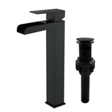 Tall Waterfall Vessel Faucet Deck Mount Single Lever Bathroom Sink Faucet with Pop Up Drain Stopper & Water Supply Lines