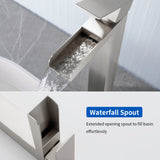 Tall Waterfall Vessel Faucet Deck Mount Single Lever Bathroom Sink Faucet with Pop Up Drain Stopper & Water Supply Lines
